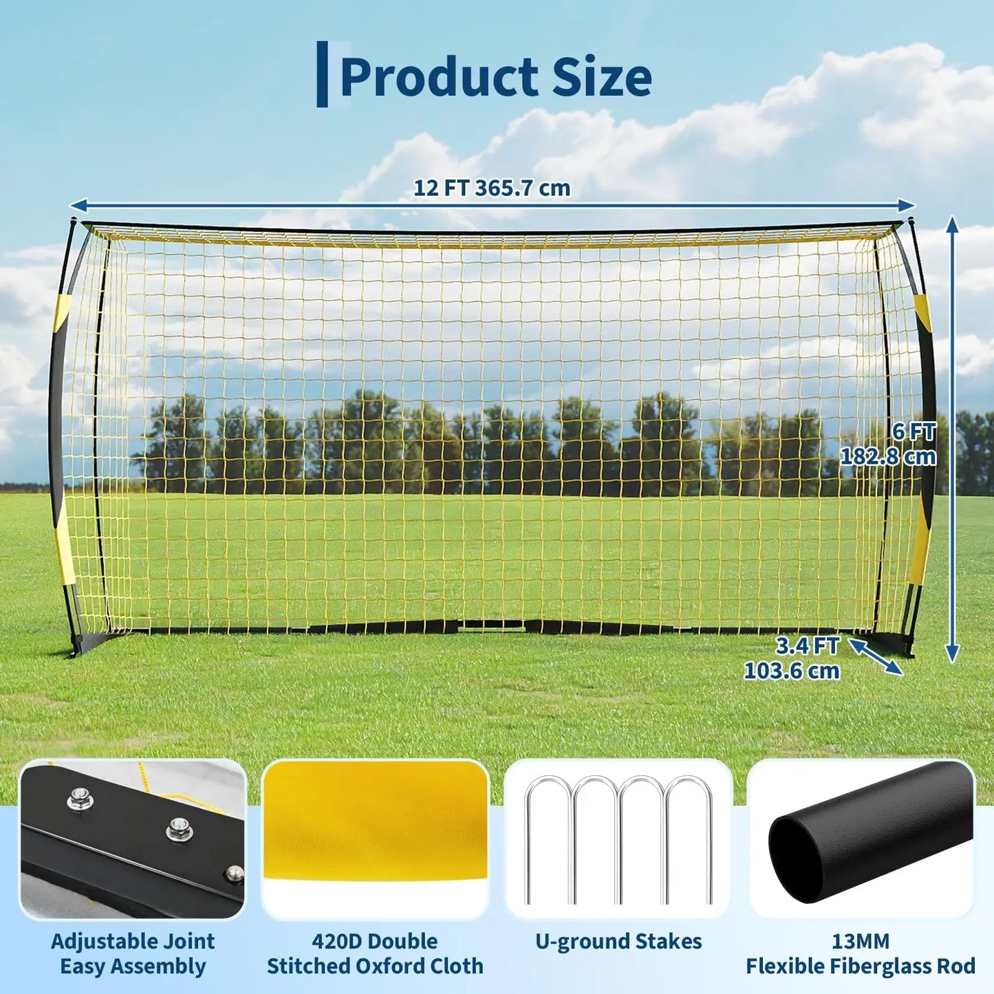 HiMISS Portable Metal Frame Soccer Goal With Bag Heavy Duty