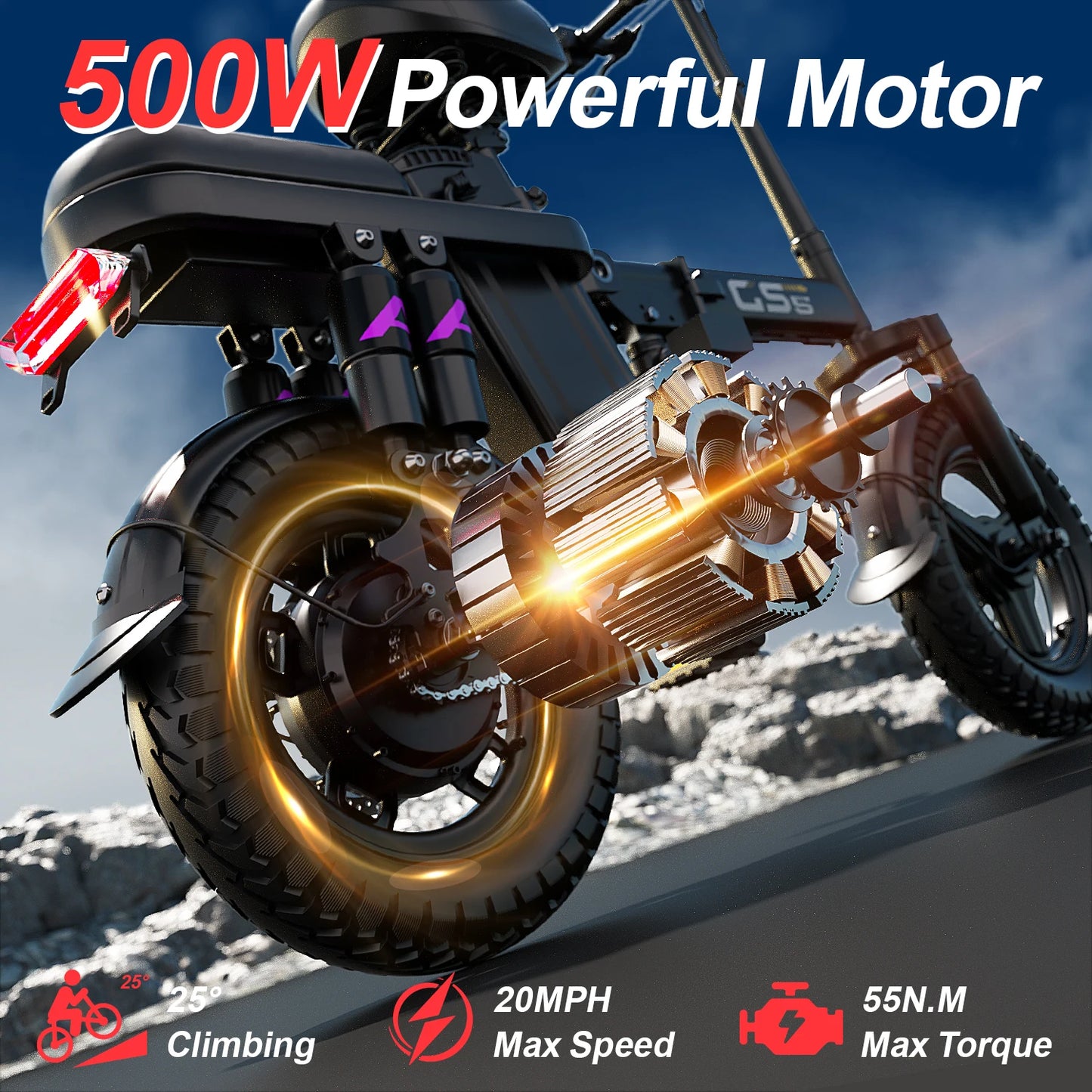 UPlee GS5 500W Peak Electric Bike With Removable 48V Battery