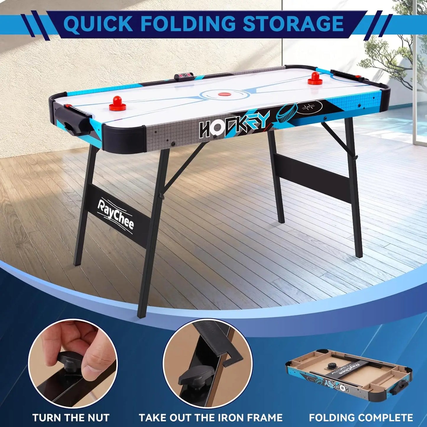 YTYIN Foldable Air Hockey Table With Digital LED Scoring