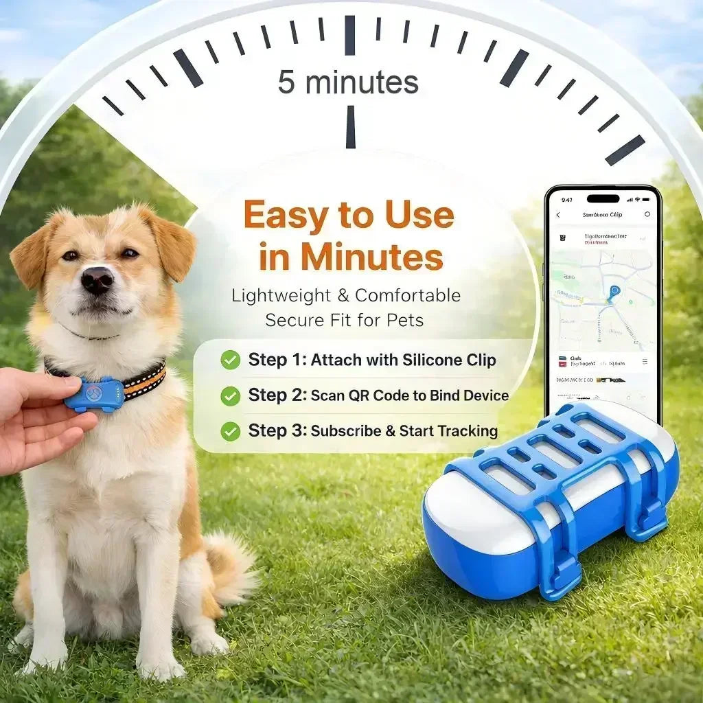 WANWAYTECH GPS Pet Tracker 4G With Built-In SIM Real Time Tracking IP67 Waterproof