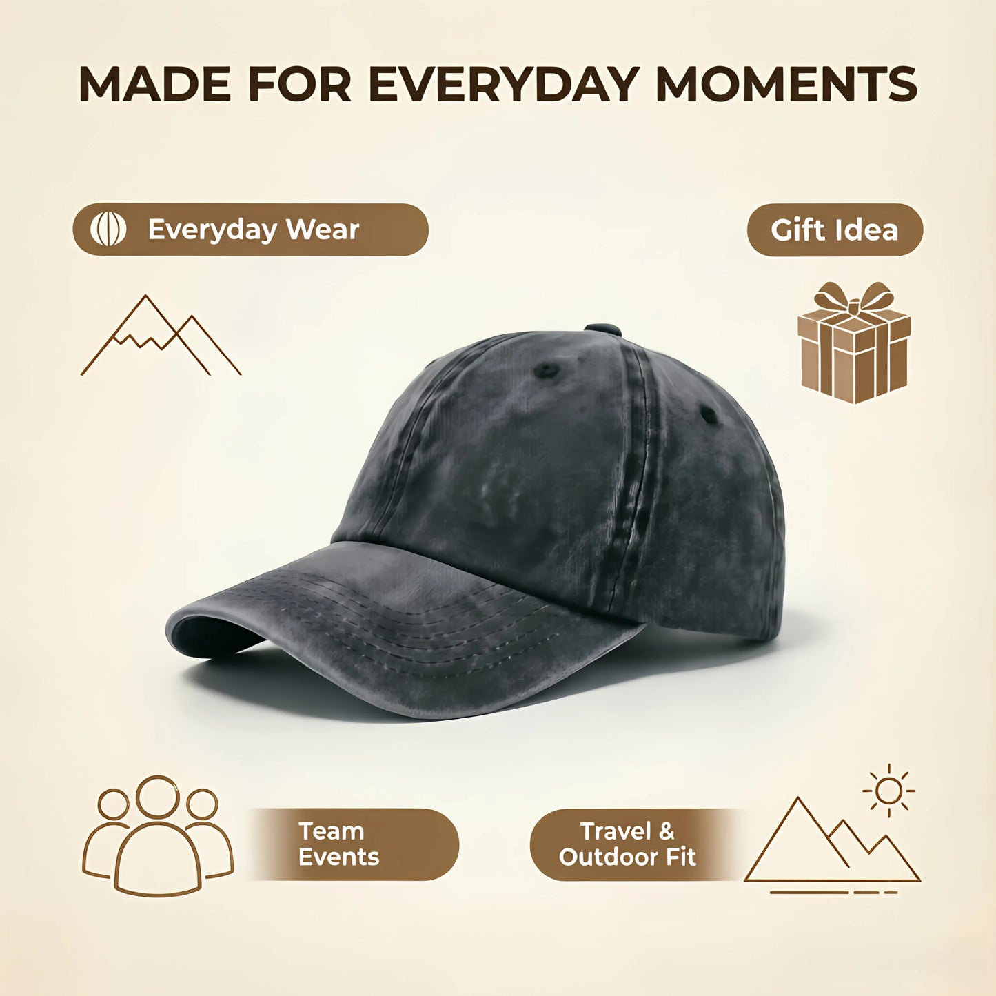Personalized Vintage Washed Baseball Cap With Custom Name Text Logo