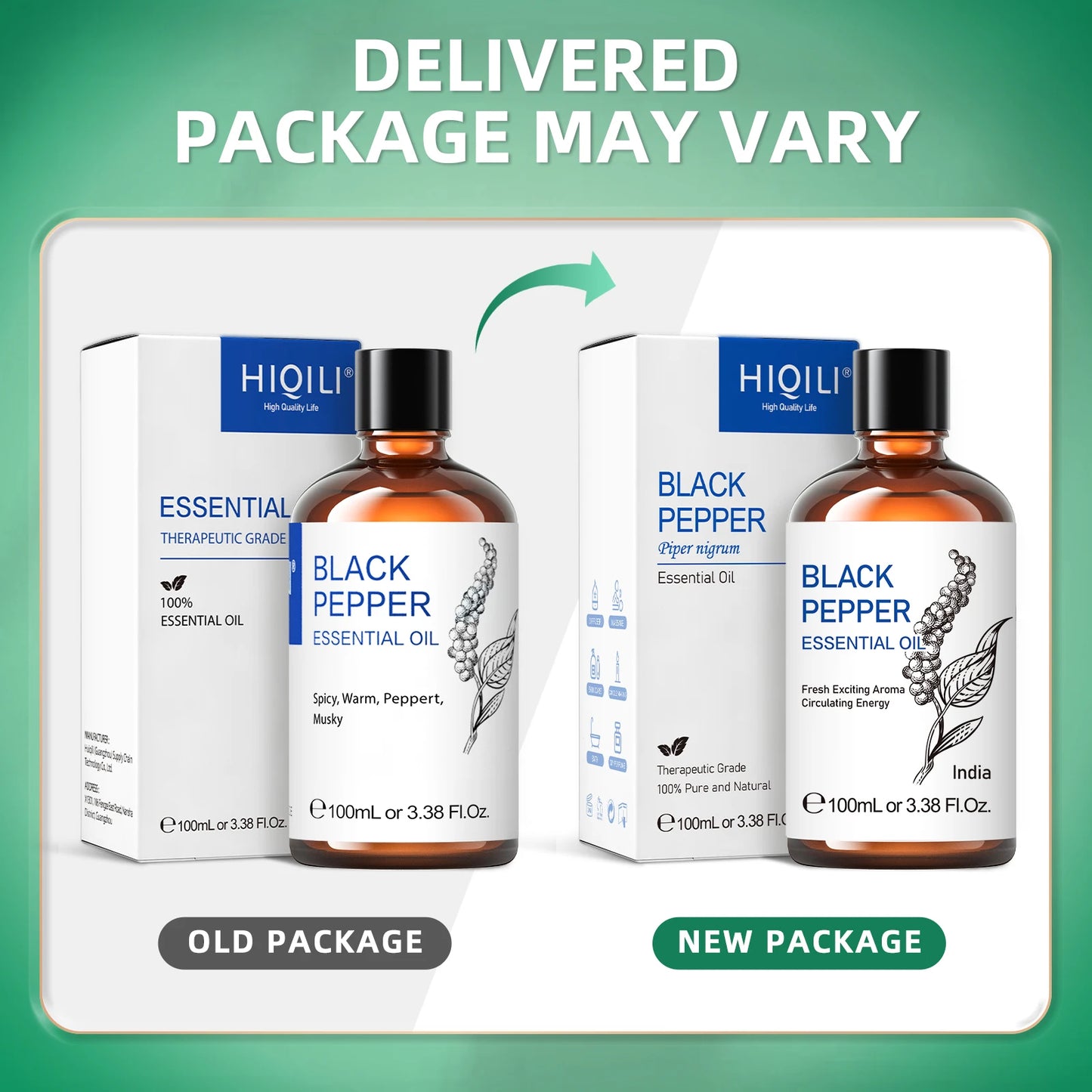 HIQILI Black Pepper Essential Oil Pure Natural Aroma