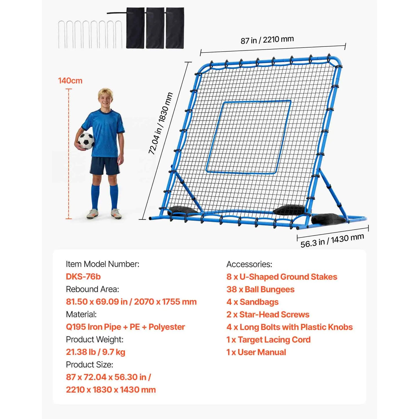 SucceBuy Soccer Rebounder Net With Iron Frame And PE Net For Practice