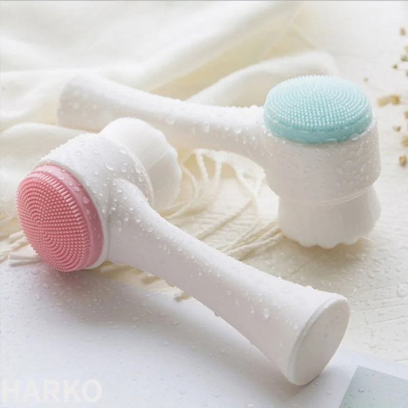 Silicone Double Sided Facial Brush For Exfoliation And Pore Cleansing