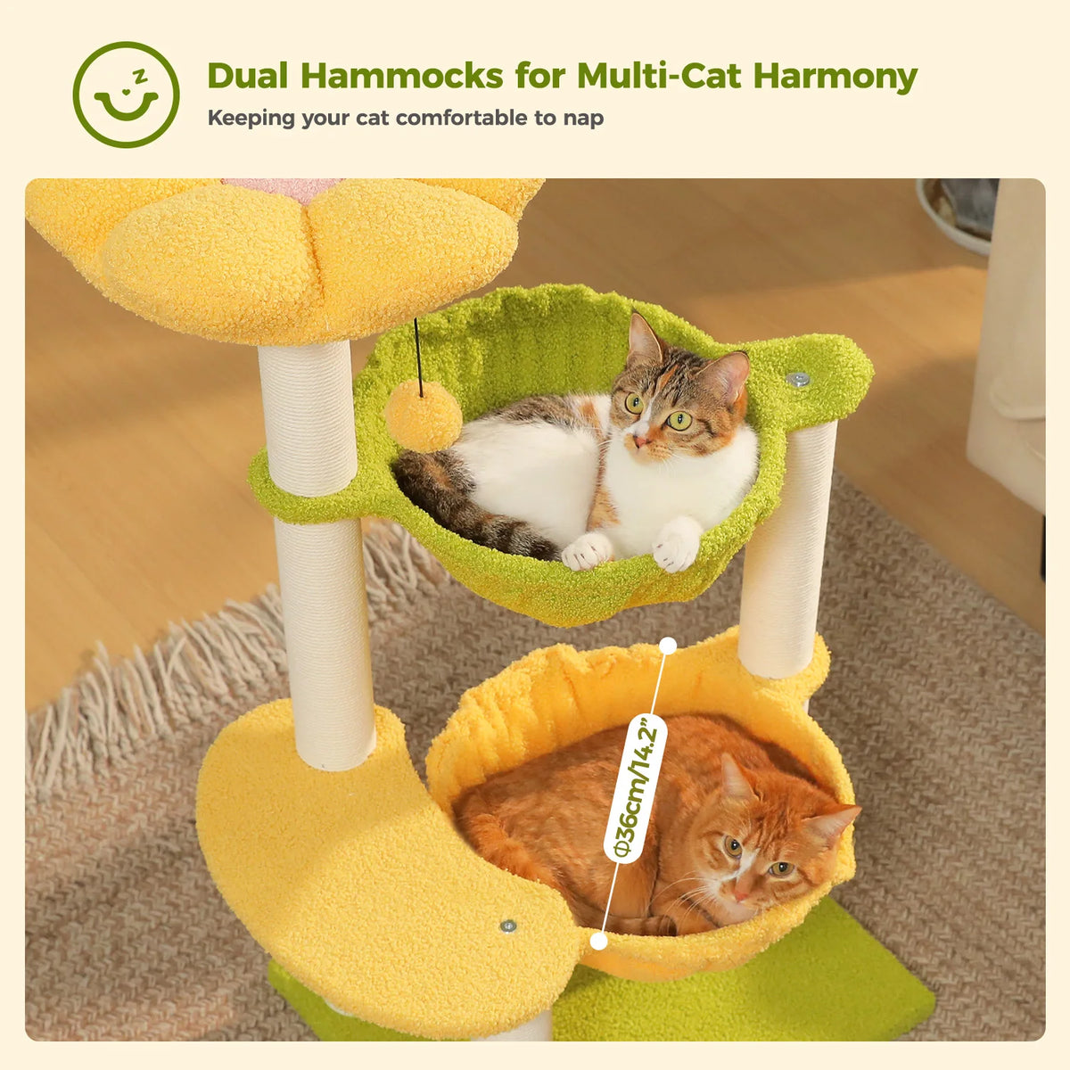 PAWZ Road Flower Cat Tower With Sisal Posts And Hammocks