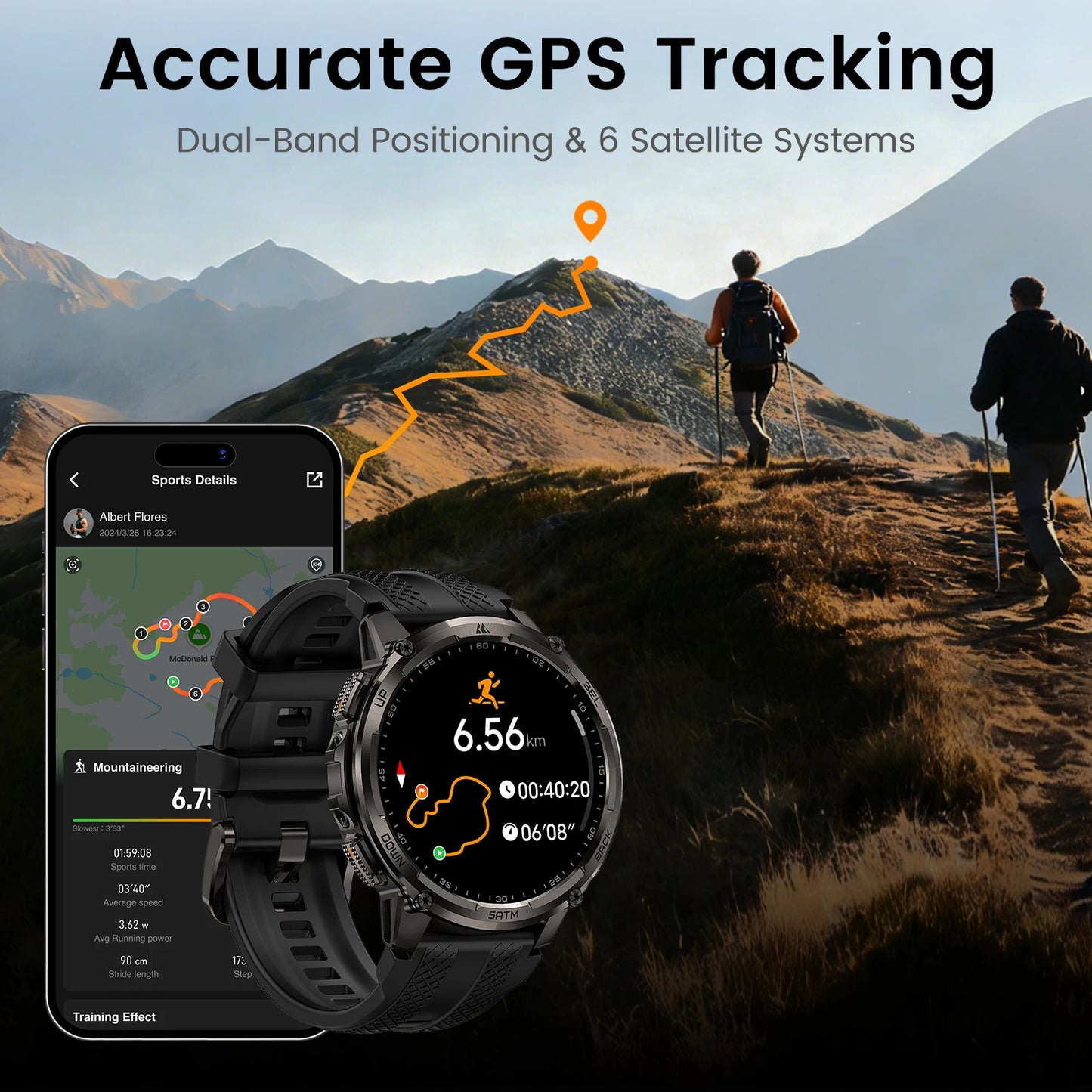 Kospet Tank T4C Smartwatch Dual Band GPS Rugged Outdoor 50M Waterproof