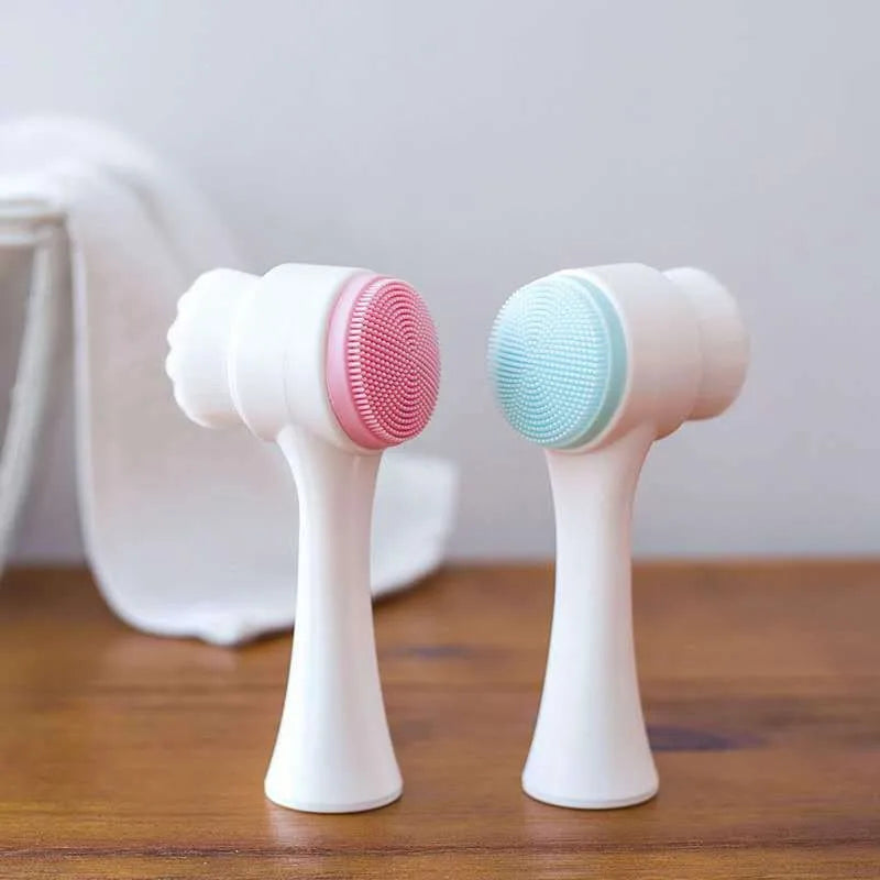 Silicone Double Sided Facial Brush For Exfoliation And Pore Cleansing