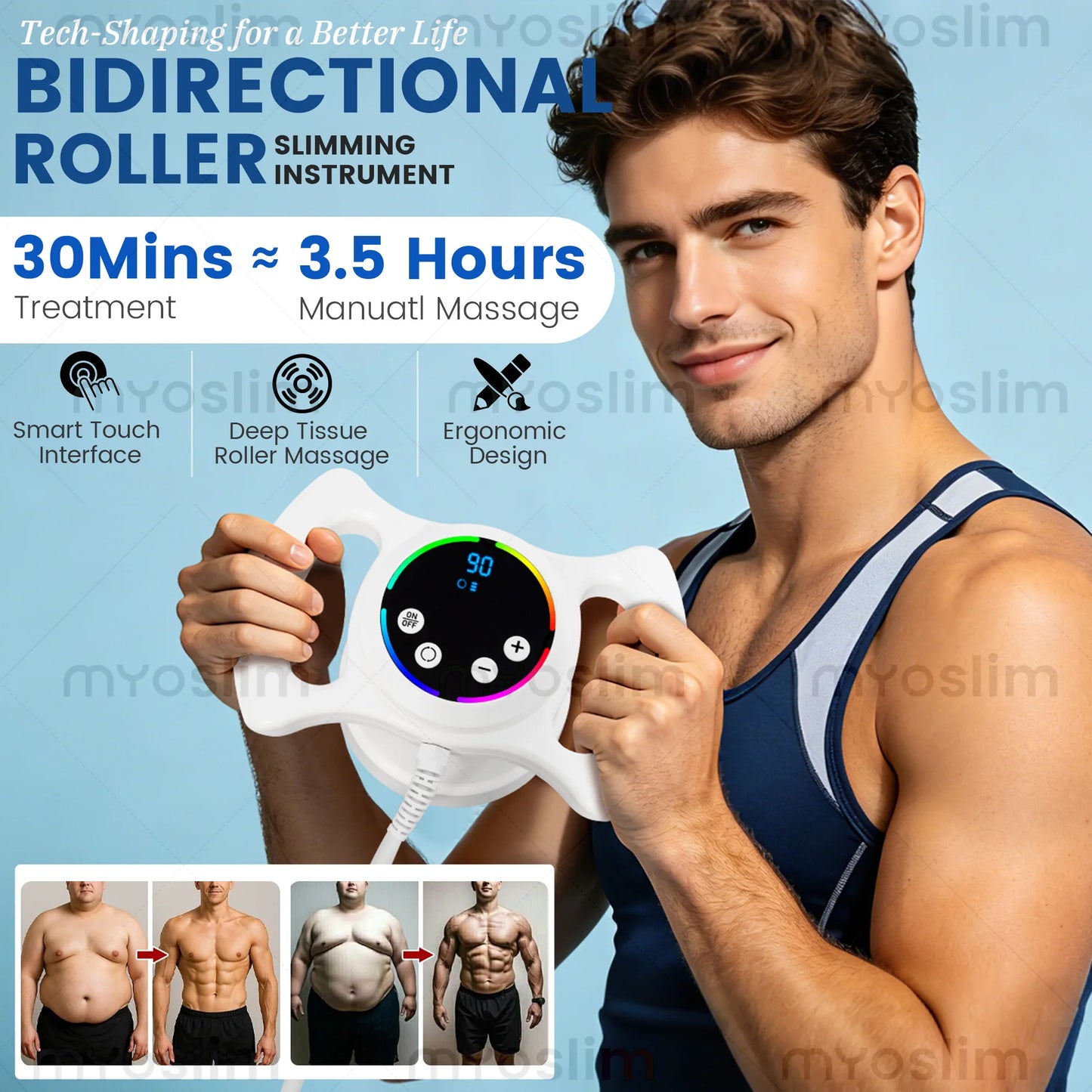 MYOSLIM 360 Degree Body Contouring Roller Massager With Light