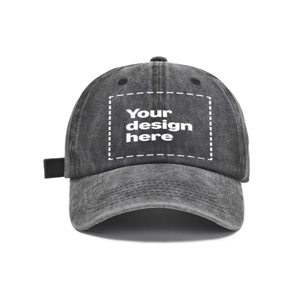 Personalized Vintage Washed Baseball Cap With Custom Name Text Logo
