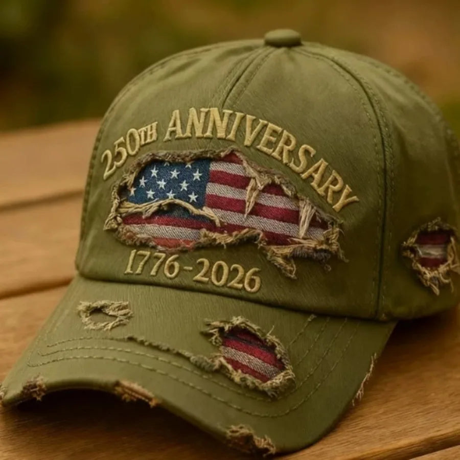 250th Anniversary Patriotic Cowboy Ripped Baseball Cap Adjustable
