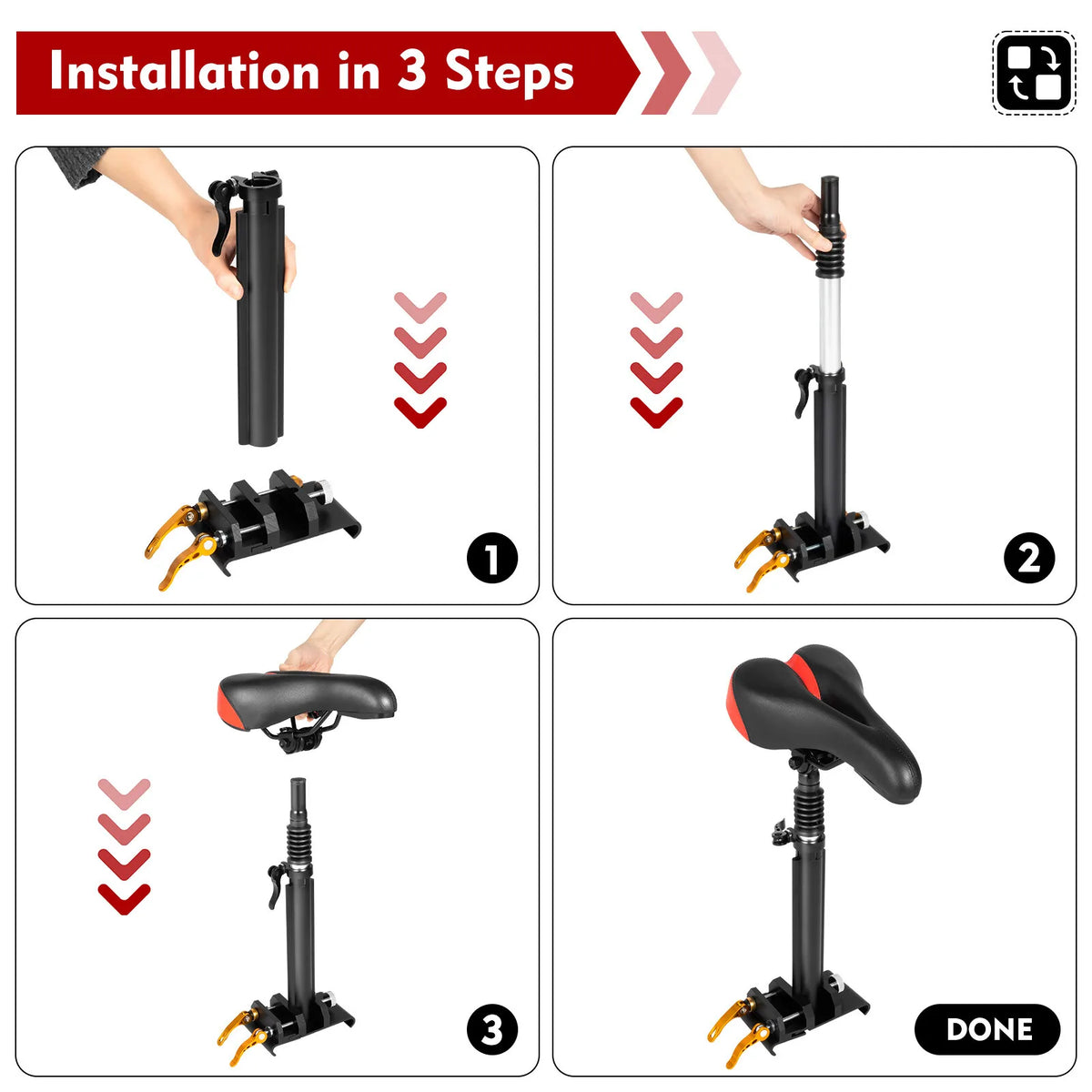 Universal Folding Scooter Seat Saddle For Xiaomi M365 M365 Pro