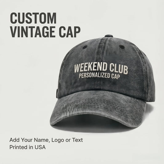 Personalized Vintage Washed Baseball Cap With Custom Name Text Logo