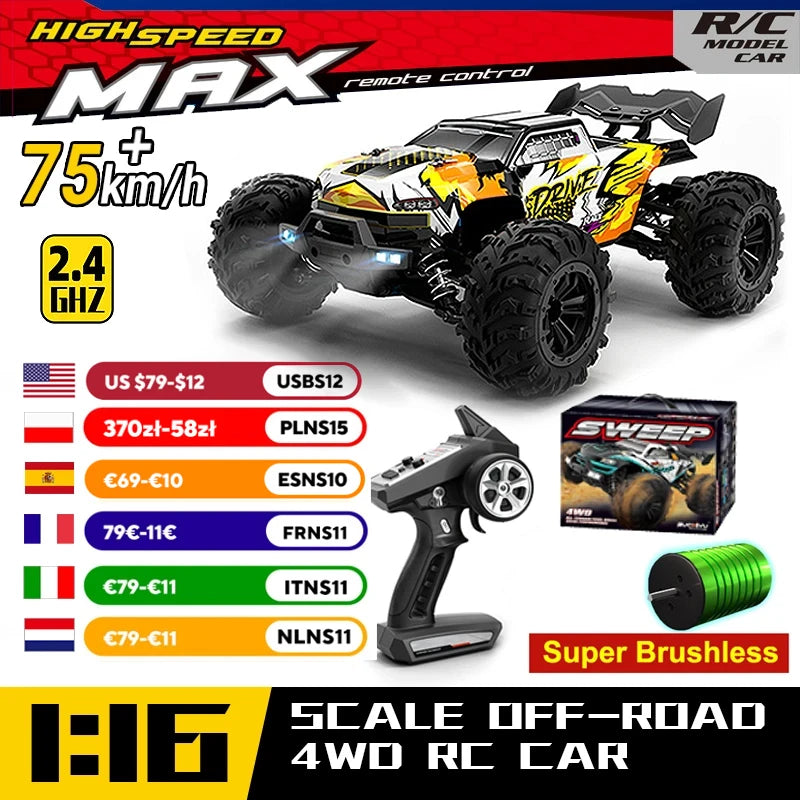 Wltoys 16101 Pro 4WD Remote Control Monster Truck LED Lights