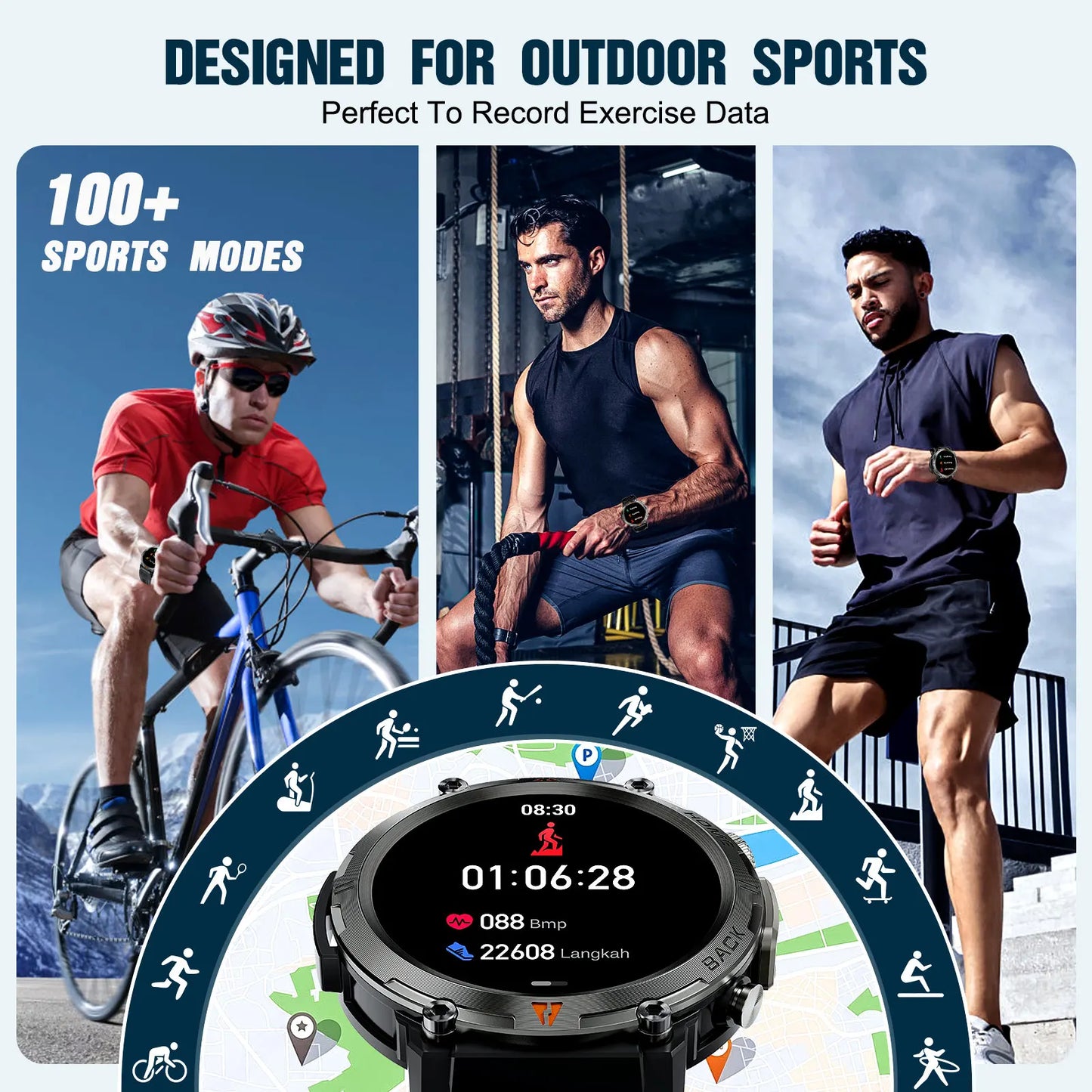 LaNikar KE3 Full Touch Bluetooth Smartwatch With Health Monitoring