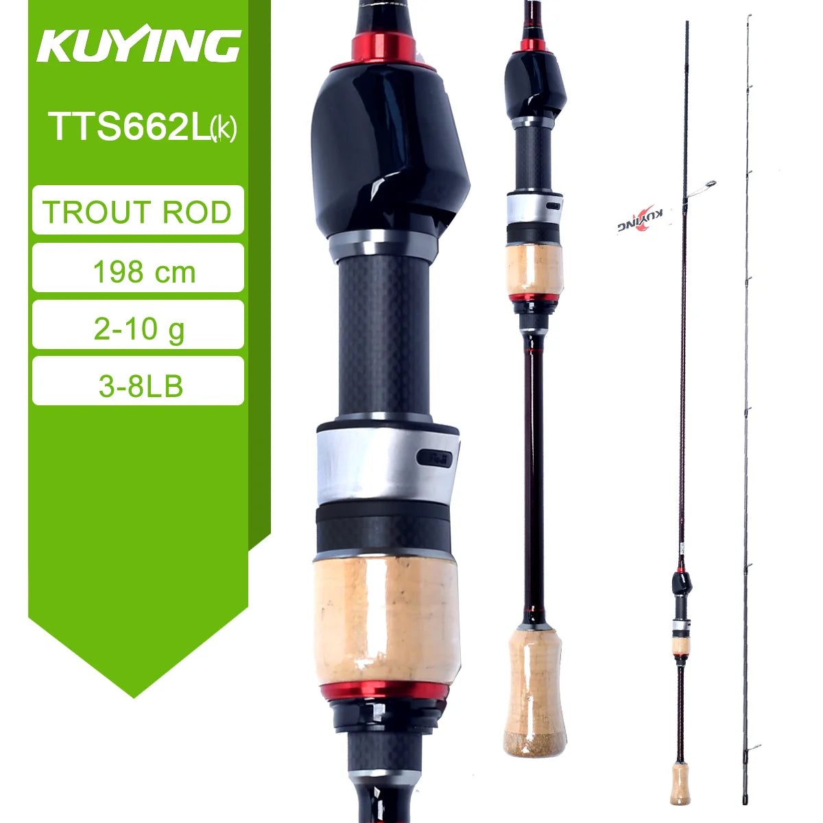 Kuying Teton Carbon Fiber Lightweight Fishing Rod With Fuji Guides