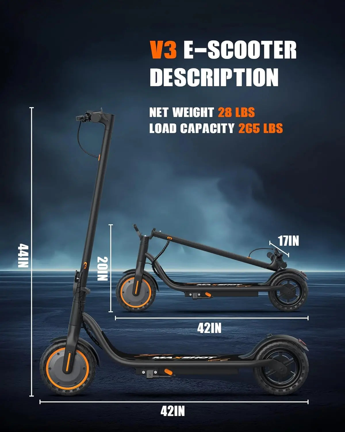Maxshot Adult Electric Scooter 350W Motor Foldable E-Scooter For Commuting