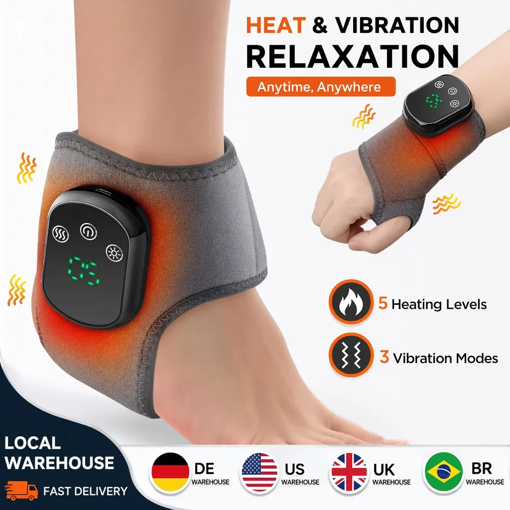 Hailicare Rechargeable Electric Ankle Massage Brace With Heat And Vibration