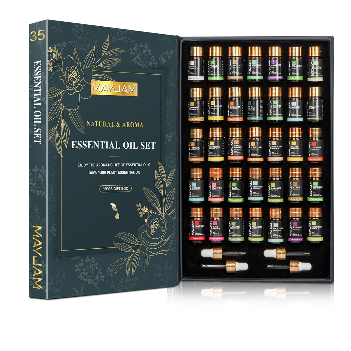Mayjam 35 Pieces Essential Oil Set For Humidifier And Diffuser Blend Fragrance Pure oils