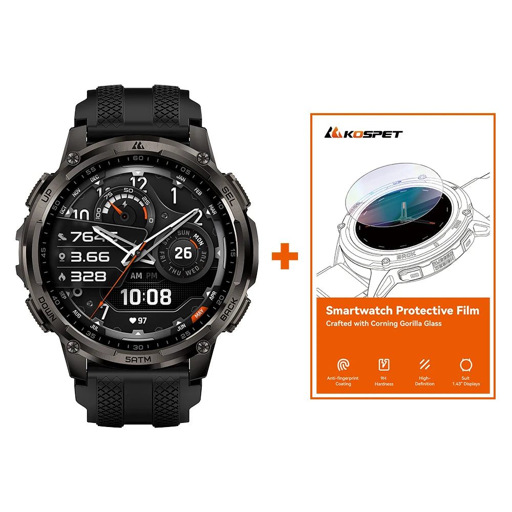 Kospet Tank T4C Smartwatch Dual Band GPS Rugged Outdoor 50M Waterproof