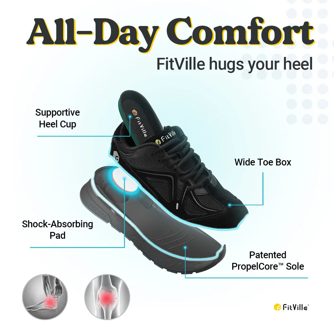 FitVille Men Walking Shoes Extra Wide Lightweight Sneakers Arch Support