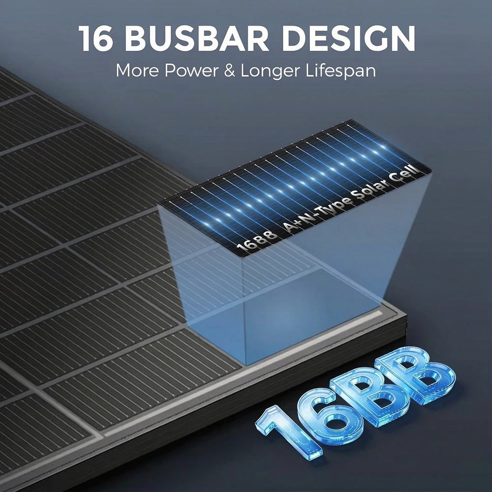 RVPOZWER Bifacial Solar Panel 16BB High Efficiency Photovoltaic Module