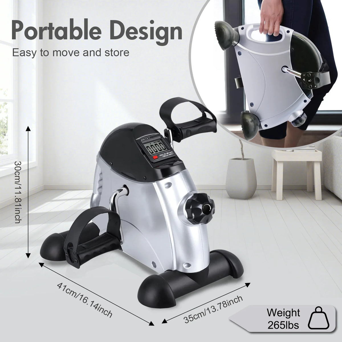 Motorized Mini Pedal Exerciser With Digital LCD Screen Display
