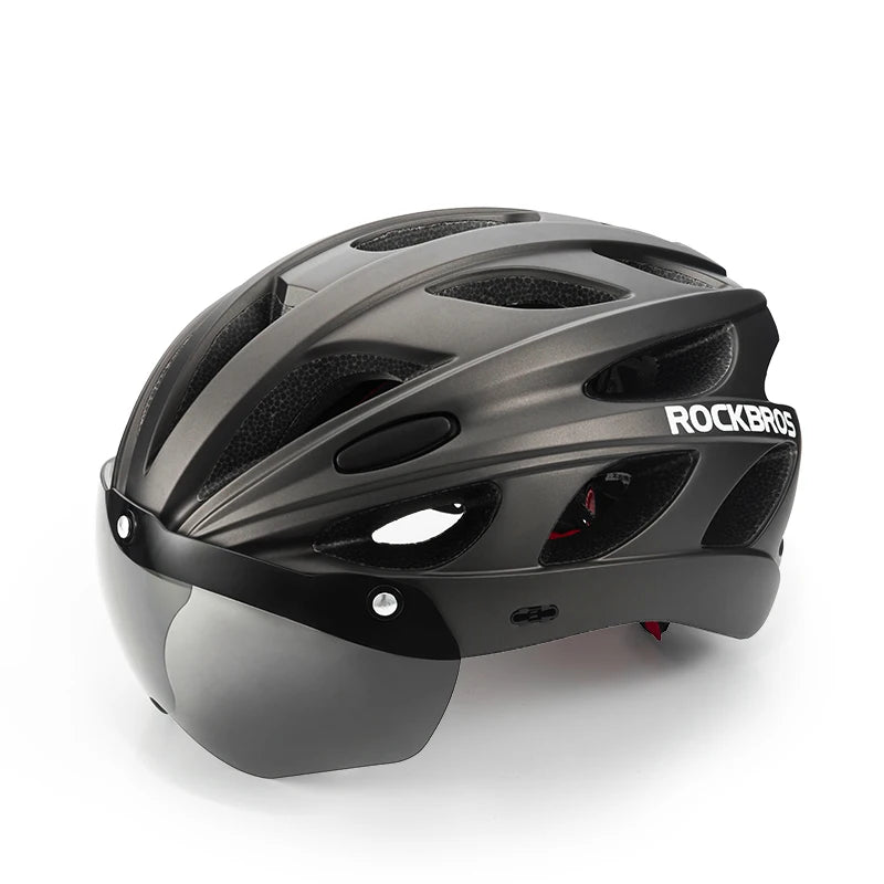 ROCKBROS Cycling Helmet With Goggles, Lightweight Head Protection For MTB Road