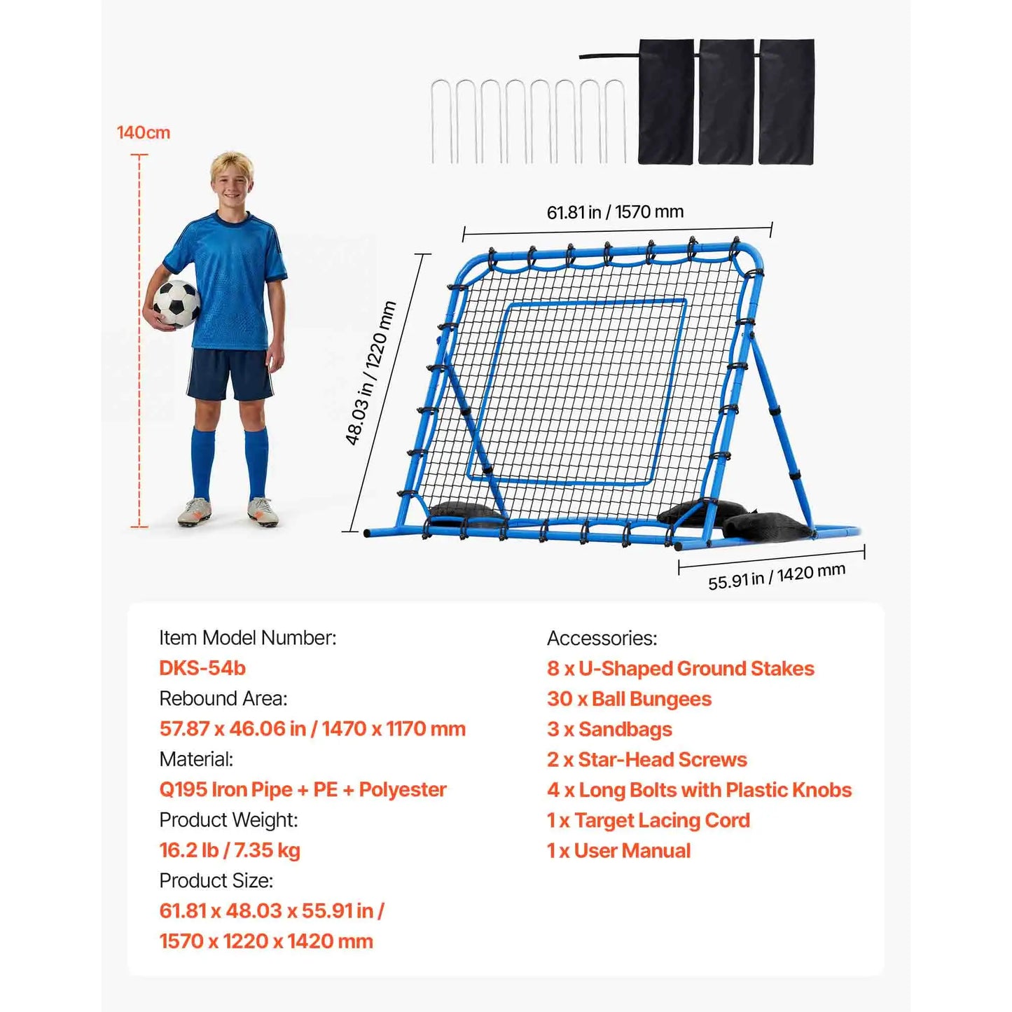 SucceBuy Soccer Rebounder Net With Iron Frame And PE Net For Practice