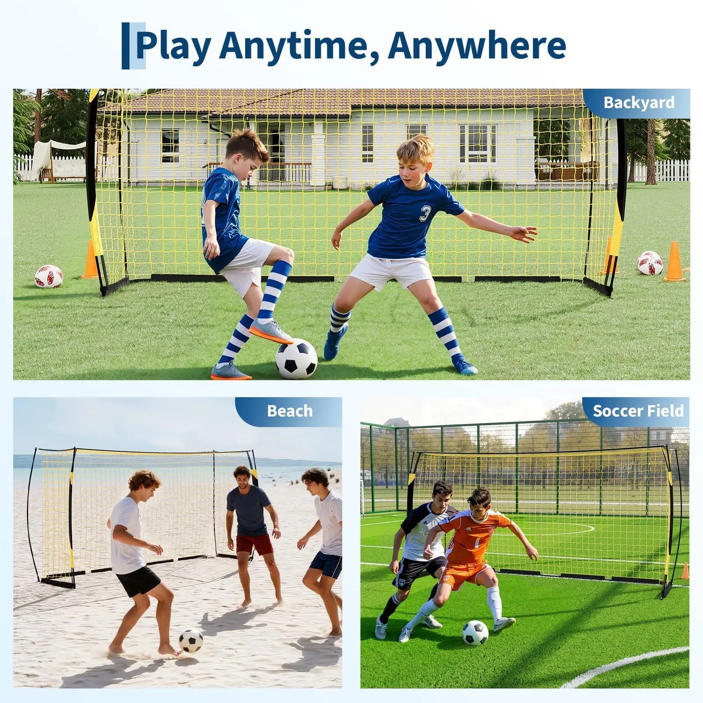 HiMISS Portable Metal Frame Soccer Goal With Bag Heavy Duty