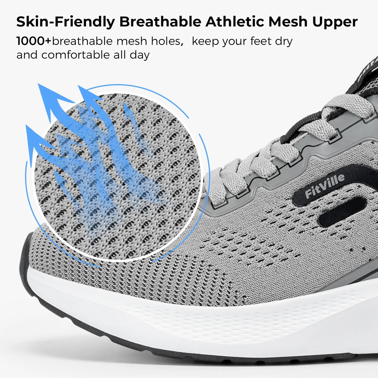 FitVille Men's Breathable Lightweight Running Shoes for Wide Feet