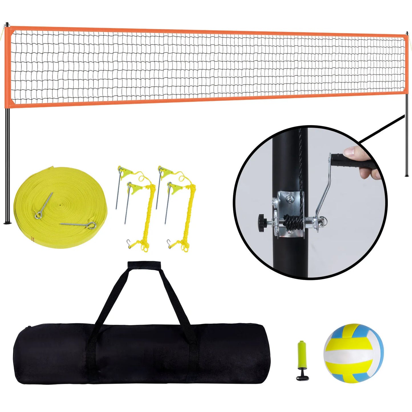 SucceBuy Portable Volleyball Net System With Adjustable Height Aluminum Poles