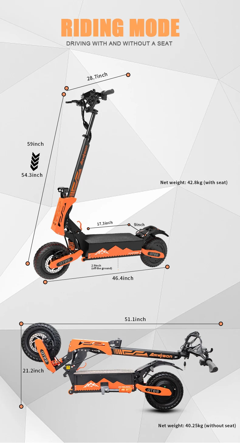 Arwibon 5600W Dual Motor Electric Scooter With Foldable Frame