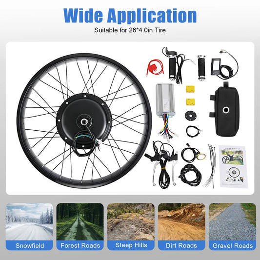 Rear Hub Motor 1500W E Bike Conversion Kit Fat Tire