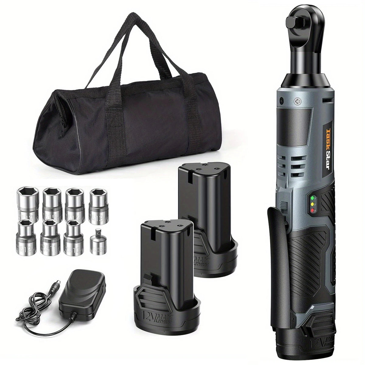 TaskStar Cordless Ratchet Wrench Kit With Battery And Charger