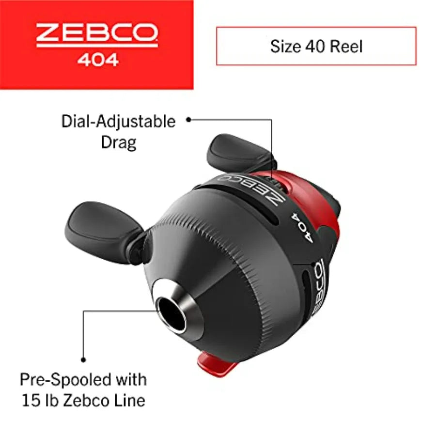 404 Spincast Reel and Fishing Rod Combo, 6-Foot 2-Piece Fishing Pole, Size 40 Reel, Right-Hand Retrieve, Pre-Spooled with 15-Po