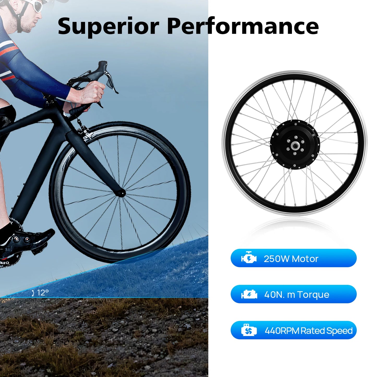Bymaocar 36V 250W Electric Bike Conversion Kit With LED Display