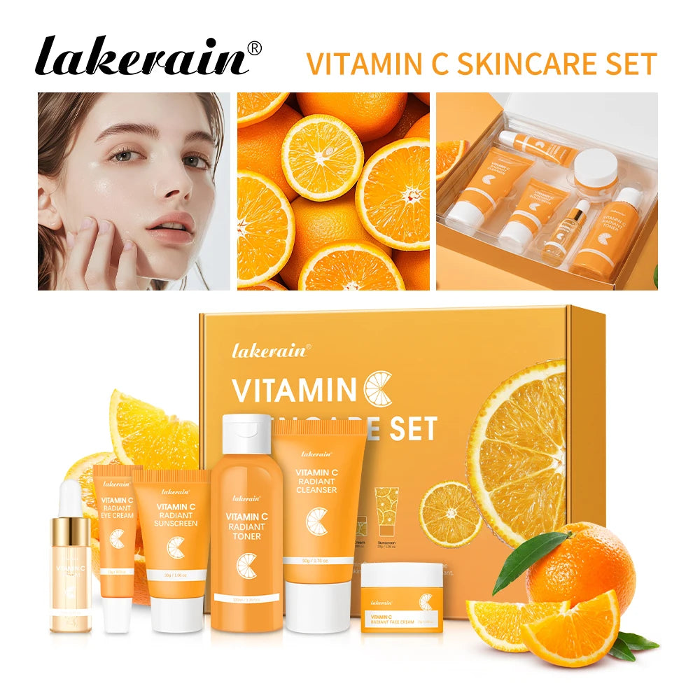 Lakerain Vitamin C Brightening Face Skincare Cream And Serum Set