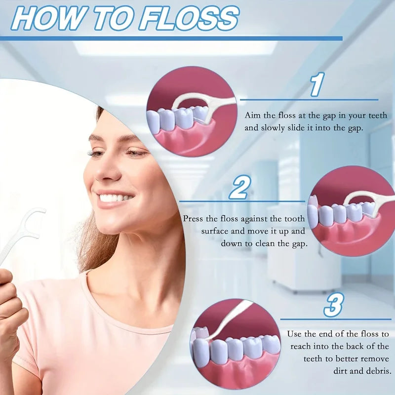 Individually Wrapped Portable Dental Floss Picks For Daily Care