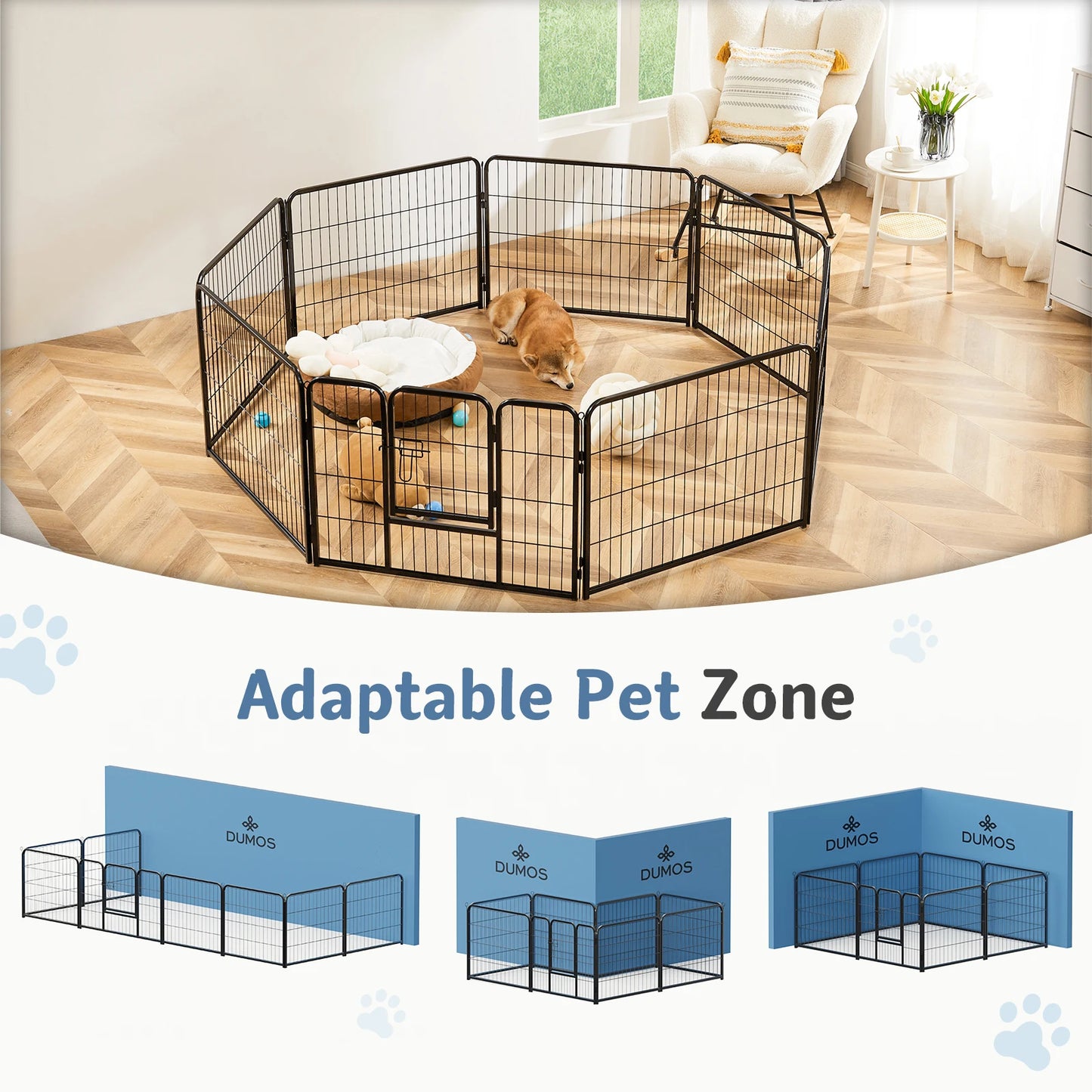 JHK 8 Panel Metal Dog Playpen Foldable Outdoor Fence