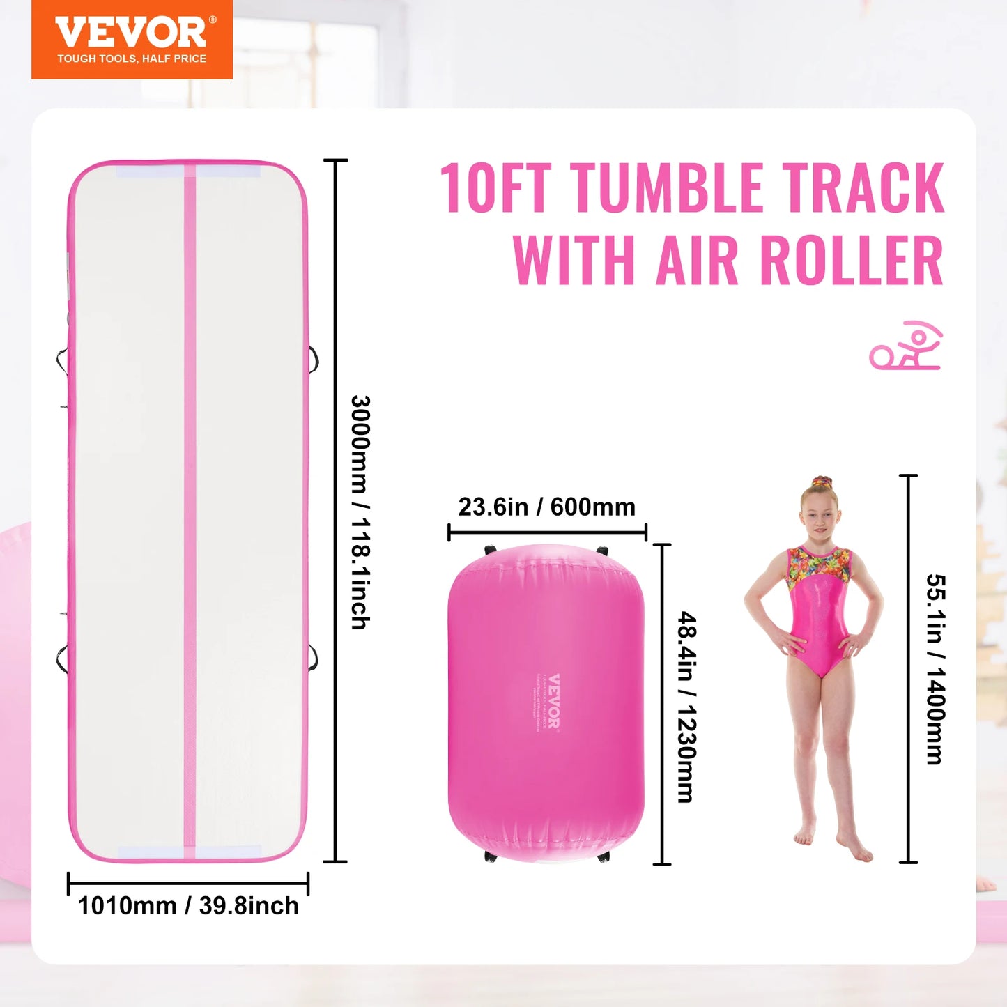 Inflatable Gymnastics Air Mat Tumble Track With Electric Pump