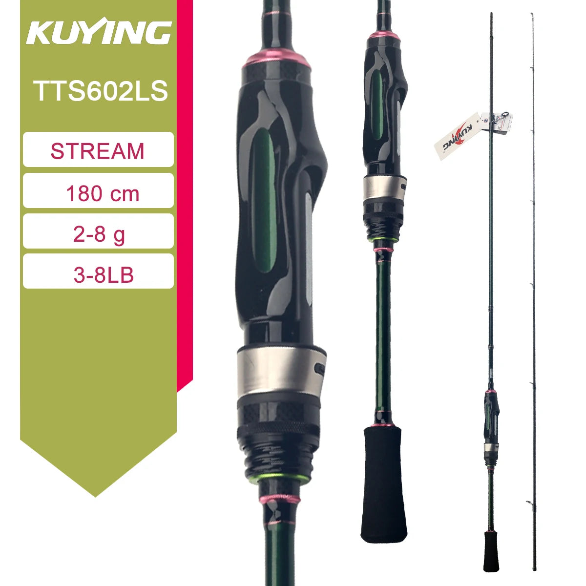 Kuying Carbon Fishing Rod Lure Casting Spinning 6 to 10 Lb Two Piece