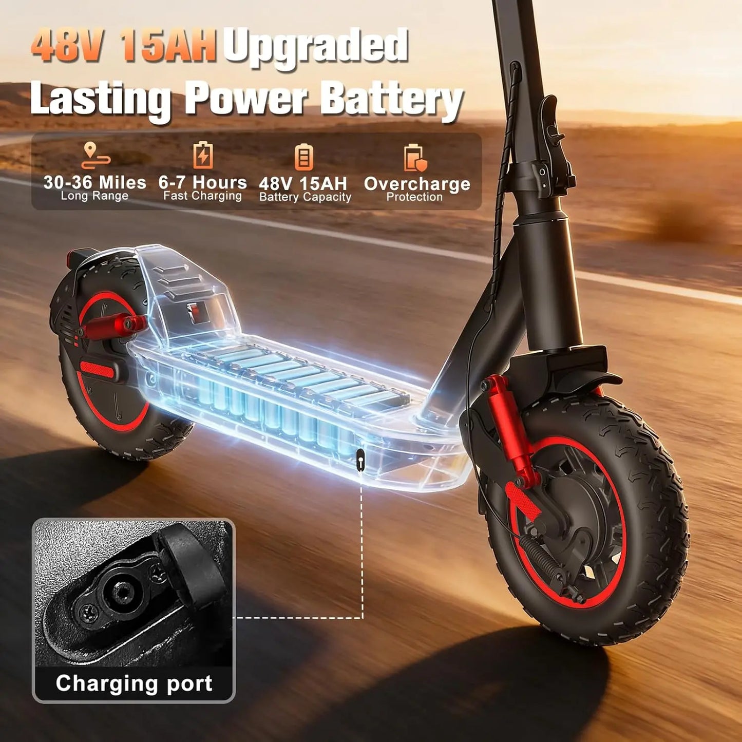 Electric Scooter 1200W Folding Off Road 30 MPH Top Speed
