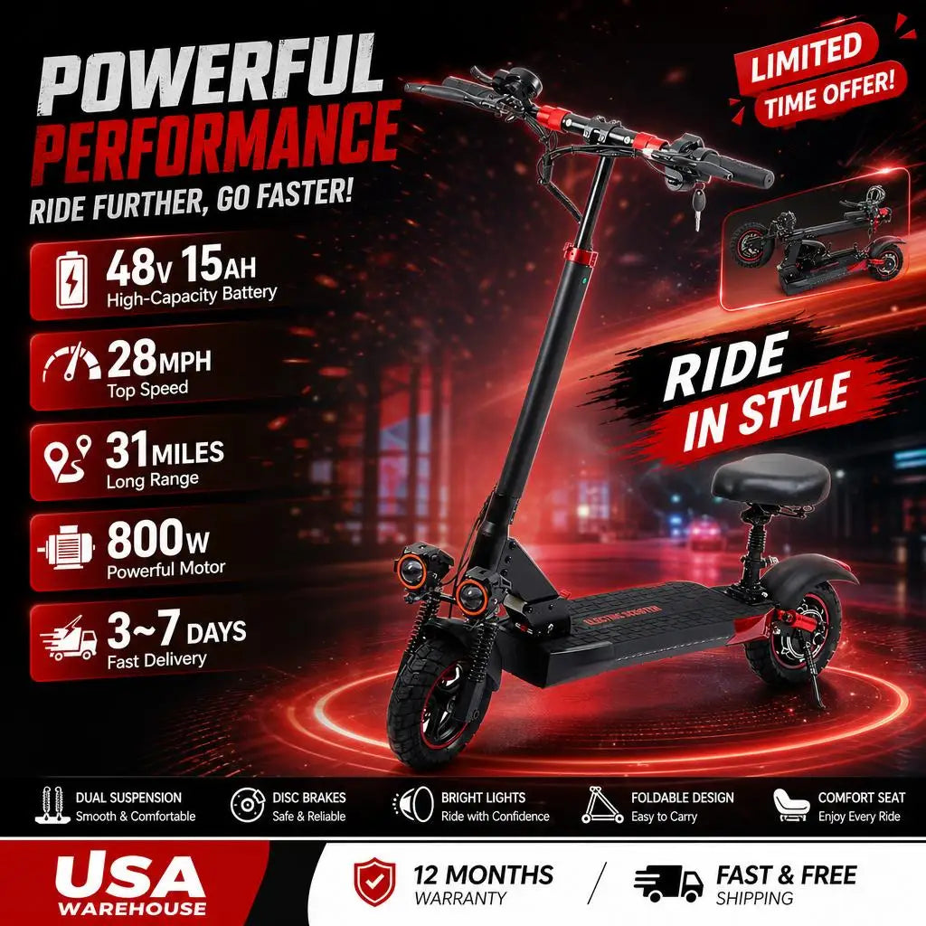 Freeboy J01 Foldable Electric Scooter With Powerful 800W Motor