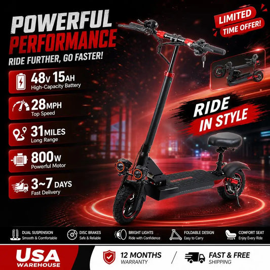 Freeboy J01 Foldable Electric Scooter With Powerful 800W Motor