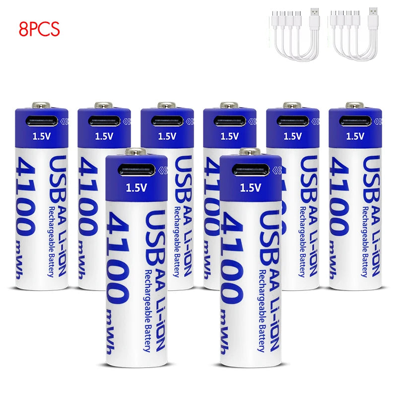 Kuugro USB Rechargeable AA Battery 1.5V 4100mWh Lithium Ion