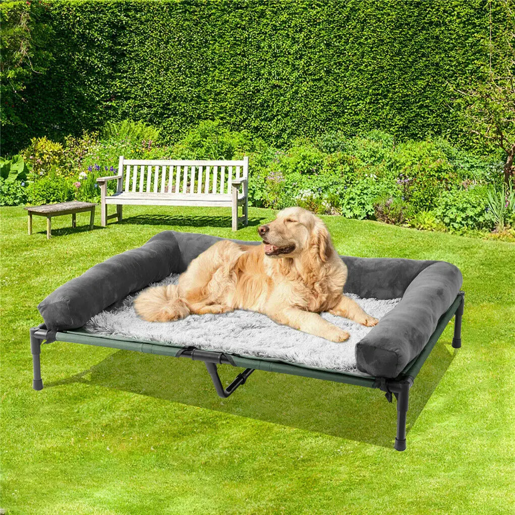 BINGOPAW Elevated Outdoor Pet Lounger Bed With Detachable Bolster Cooling