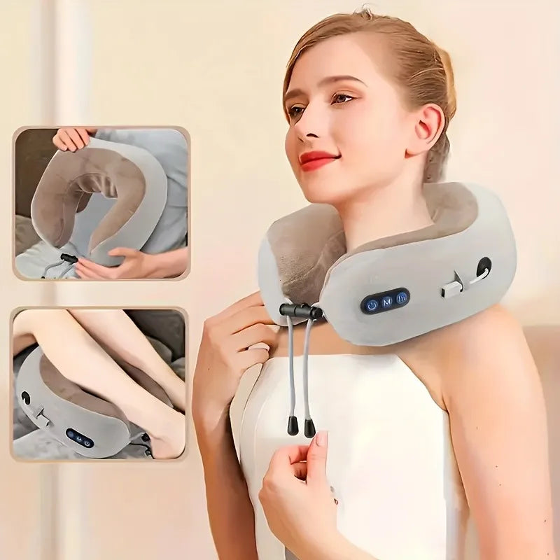 BXA Rechargeable U-Shaped Neck Massager Pillow For Travel