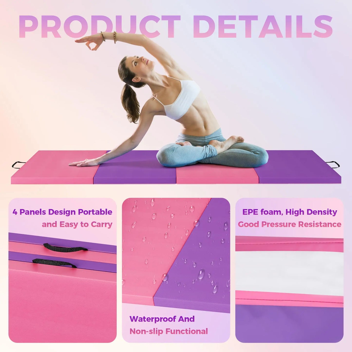 HiMISS Foldable Gymnastics Mat For Home Exercise And Yoga