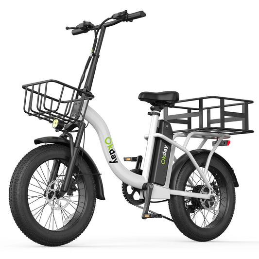 749W Peak Folding Electric Bike for Adults, 19MPH 48V 15Ah Removable Battery, 55-Mile Range, 20"x3" Fat Tire, Step-Thru Ebike wi