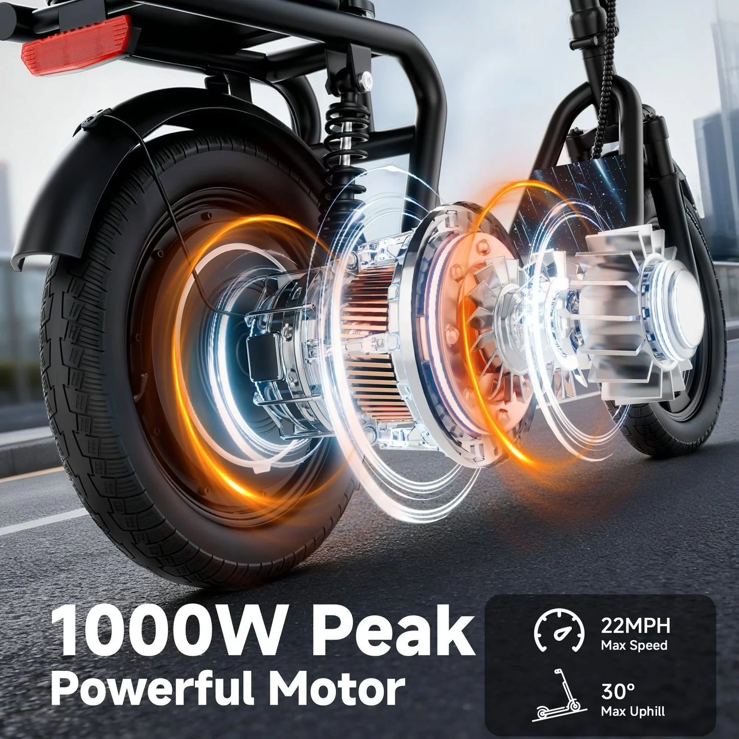 AOVOPRO Folding 14-Inch Electric Scooter With Dual Suspension 22 MPH